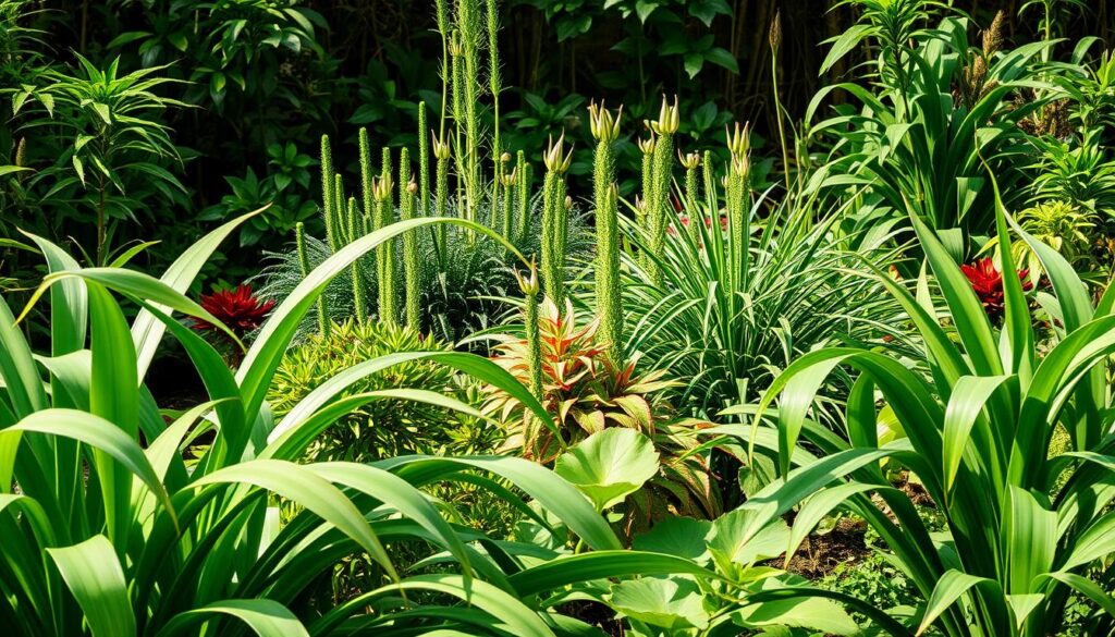A lush, verdant garden scene showcasing a diverse array of plants and foliage, with a focus on those beginning with the letter 'E'. In the foreground, an array of elegant, elongated leaves sway gently in a soft, natural light. The middle ground features a mix of vibrant, emerald-hued plants, their stems and petals capturing the eye. In the background, a tapestry of earthy tones and textures creates a serene, inviting atmosphere, with hints of exotic and enigmatic flora peeking through. The overall composition conveys a sense of tranquility and wonder, perfectly complementing the exploration of plants starting with the letter 'E'. A lush, verdant garden scene showcasing a diverse array of plants and foliage, with a focus on those beginning with the letter 'E'. In the foreground, an array of elegant, elongated leaves sway gently in a soft, natural light. The middle ground features a mix of vibrant, emerald-hued plants, their stems and petals capturing the eye. In the background, a tapestry of earthy tones and textures creates a serene, inviting atmosphere, with hints of exotic and enigmatic flora peeking through. The overall composition conveys a sense of tranquility and wonder, perfectly complementing the exploration of plants starting with the letter 'E'.